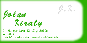 jolan kiraly business card
