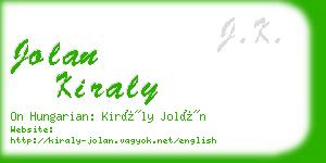 jolan kiraly business card